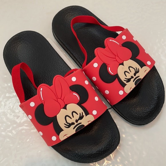 🆕 Disney Minnie Mouse Ltd Ed. Little Girls 1 Waterproof Elastic Slide Sandals - Picture 1 of 6